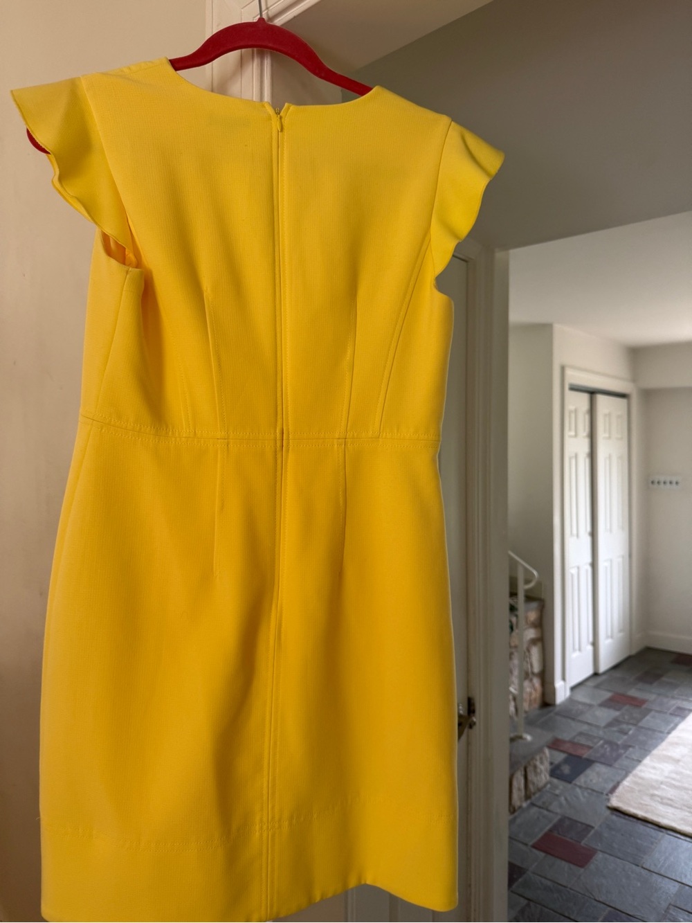 Ann Taylor Bright Yellow Flutter-Sleeve Mini Dress